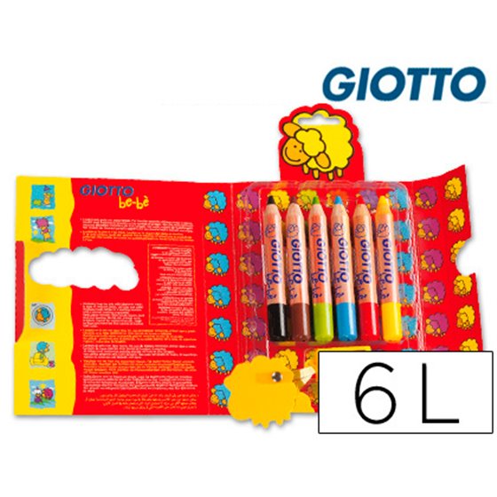 Lapices De Colores Giotto Super Bebe Caja De 6 Lapices Colores Surtidos + Sacapuntas