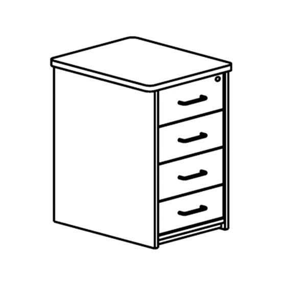 Cajonera Rocada Con 4 Cajones Serie Store 72X47X60 Acabado Aa01 Haya/Haya