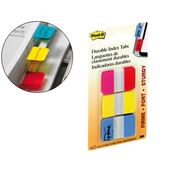 Banderitas Separadoras Rigidas Dispensador 3 Colores Post-It Index 686-Ryb Medianos22 Banderitas Por Color