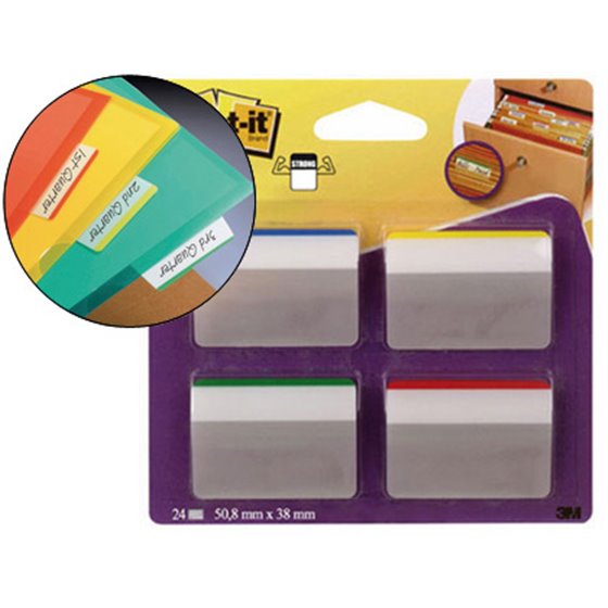 Banderitas Separadoras Rigidas Dispensador 4 Colores Post-It Index 686A-1 Grandes 24 Banderitas