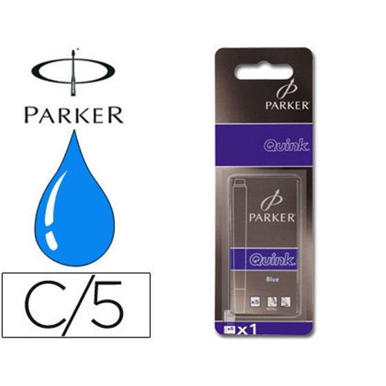 Tinta Estilografica Parker Azul Real Caja De 5 Cartuchos