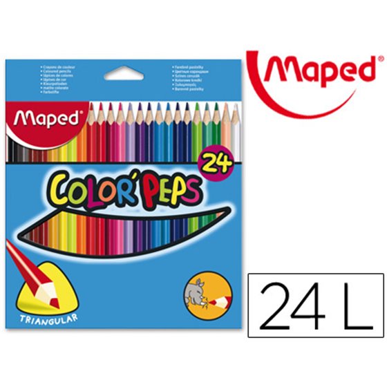 Lapices De Colores Maped Triangulares Caja De 24 Unidades Colores Surtidos