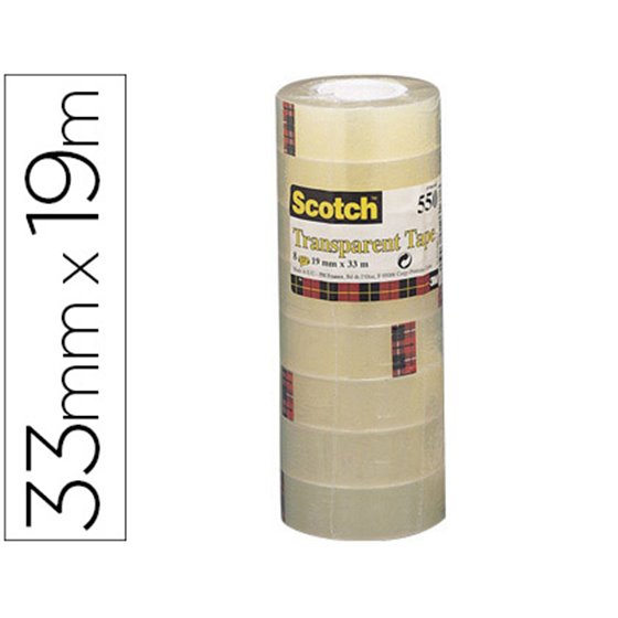 Cinta Adhesiva Scotch Acordeon 550 33 Mt X 19 Mm Pack De 8 Unidades