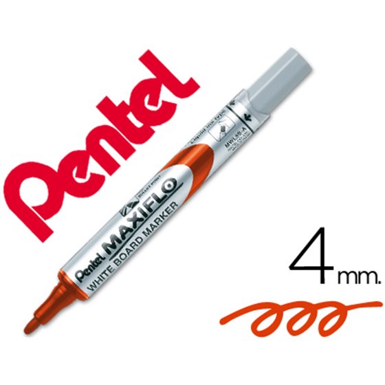 Rotulador Maxiflo Pentel Para Pizarra Blanca Color Rojo