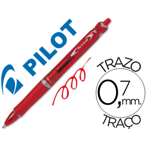 Boligrafo Pilot Acroball Rojo Tinta Aceite Punta De Bola De 1,0Mm Retractil