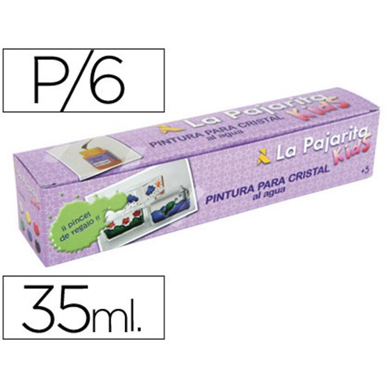 Pintura Laca Cristal La Pajarita Kids 35 Ml Caja De 6 Unidades Colores Surtidos + Pincel