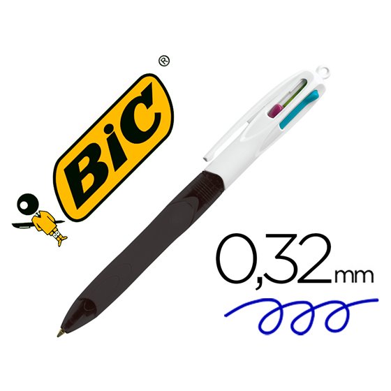 Boligrafo Bic Cuatro Colores Con Grip Colore Negro Punta 1,3 Mm