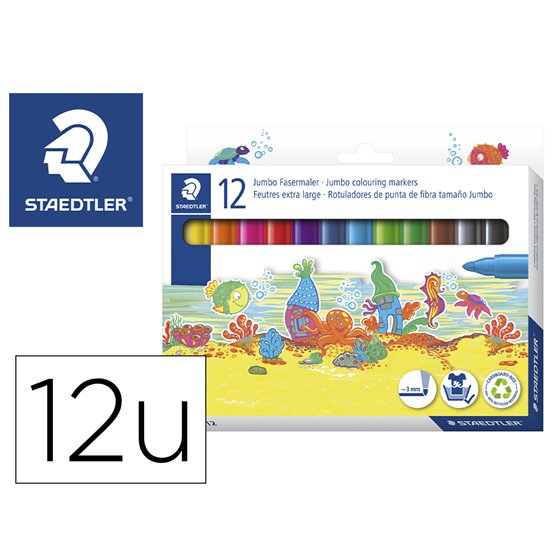 Rotulador Staedtler Color Jumbo Trazo 3 Mm Estuche De 12 Unidades Colores Surtidos