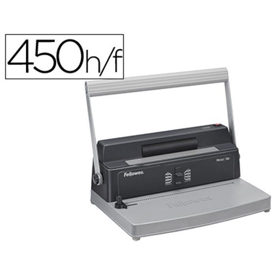 Encuadernadora Para Espiral Fellowes Metal 50R Perfora 12 Hojas Formato A4 Paso 5:1 Encuaderna 450 Hojas 80 Gr