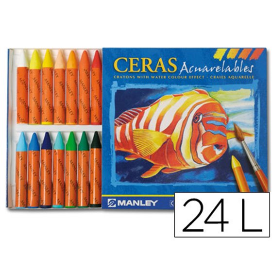 Lapices Cera Manley Acuarelable Caja De 24 Unidades Colores Surtidos