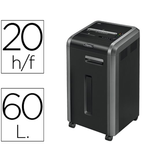 Destructora De Documentos Fellowes 225Ci Capacidad De Corte 24 H Destruye Grapas Clips Cd Y Tarjetas 60 Litros