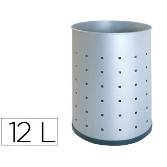 Papelera Metalica 101-R Plateada Pintada Perforada 315X215 Mm