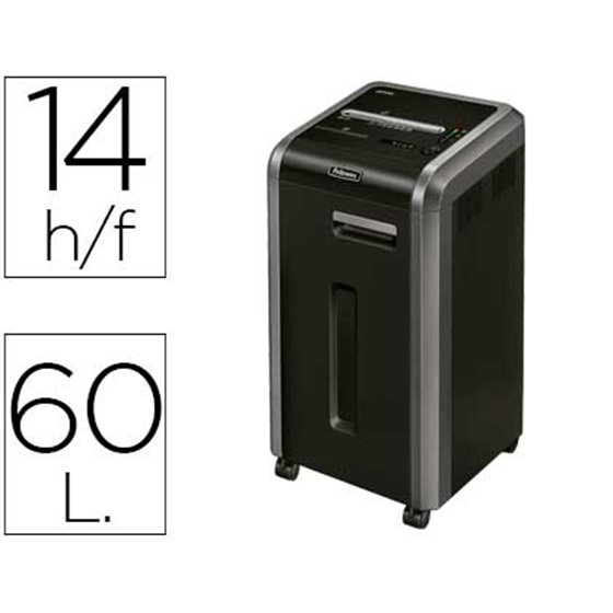 Destructora De Documentos Fellowes 225Mi Capacidad De Corte 14H Seguridad P5 Clips Grapas Tarjetas Y Cd 60 Litros