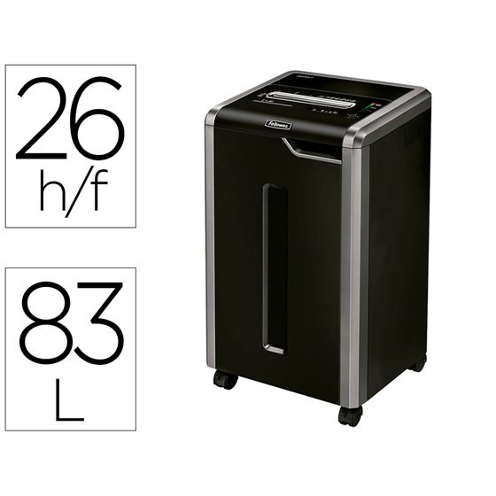 Destructora De Documentos Fellowes 325I Ciclo Trabajo Continuo Capacidad De Corte 26H Clips Tarjetas Cd 83L
