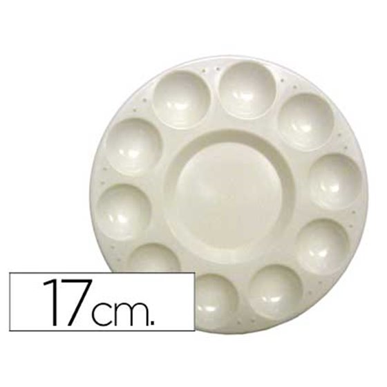 Paleta Plastico Artist Circular Con 10 Huecos Tamaño 17Cm