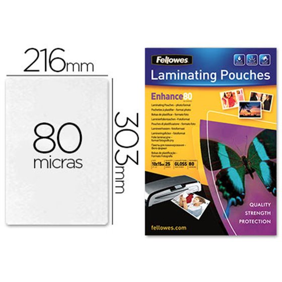 Bolsa De Plastificar Fellowes Brillo Din A4 80 Micras Pack 25 Unidades