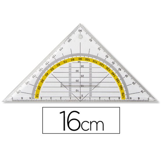 Escuadra Liderpapel Geometria 16 Cm Plastico Cristal Con Pestaña De Sujeccion