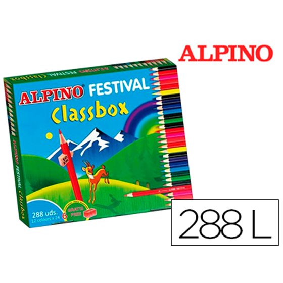 Lapices De Colores Alpino Festival Classbox Caja De 288 Unidades 12 Colores Surtidos
