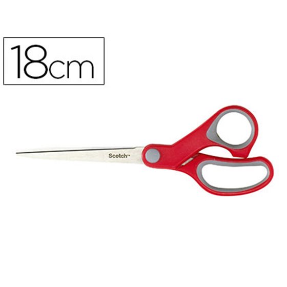 Tijera Oficina Scotch Confort 18 Cm De Acero Inoxidable Mango Ergonomico Ambidiestros