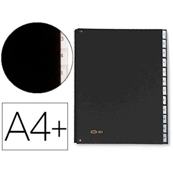 Carpeta Clasificadora Fuelle Pardo Carton Compacto Folio 12 Departamentos Visor Doble Personalizables Color Negro