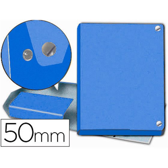 Carpeta Proyectos Pardo Folio Lomo 50 Mm Carton Forrado Azul Con Broche