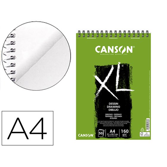 Bloc Dibujo Canson Xl Dessin Din A4 Liso Microperforado Espiral 21X29,7 Cm 50 Hojas 160 Gr