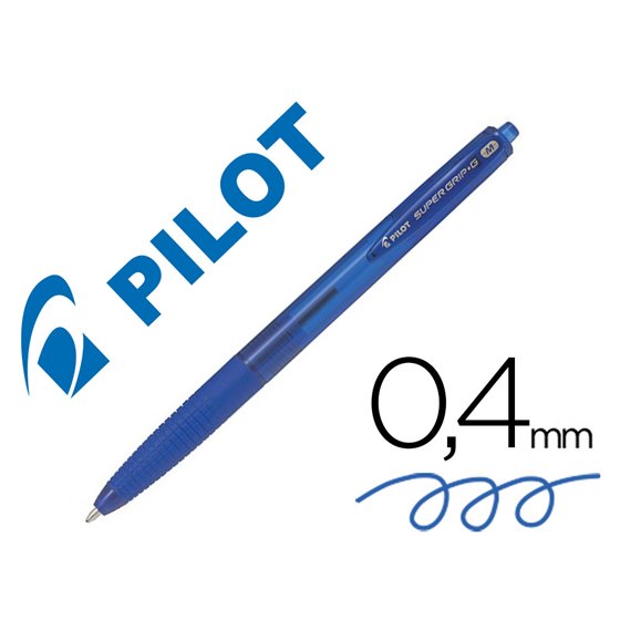 Boligrafo Pilot Super Grip G Azul Retractil Sujecion De Caucho Tinta Base De Aceite