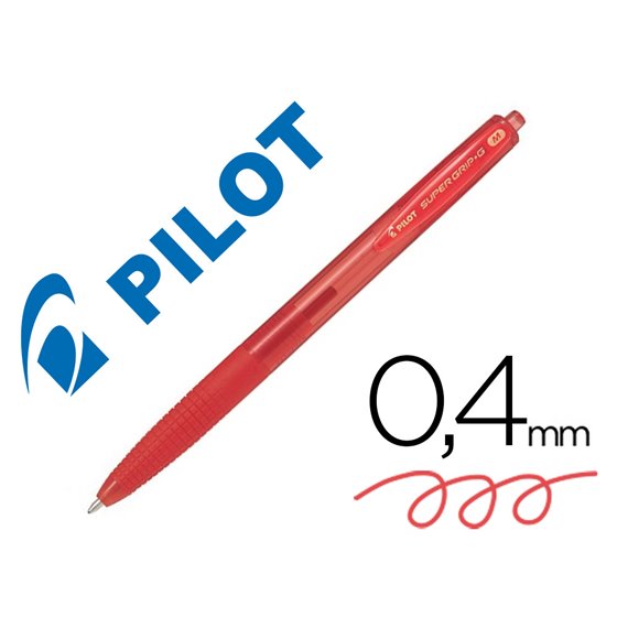 Boligrafo Pilot Super Grip G Rojo Retractil Sujecion De Caucho Tinta Base De Aceite