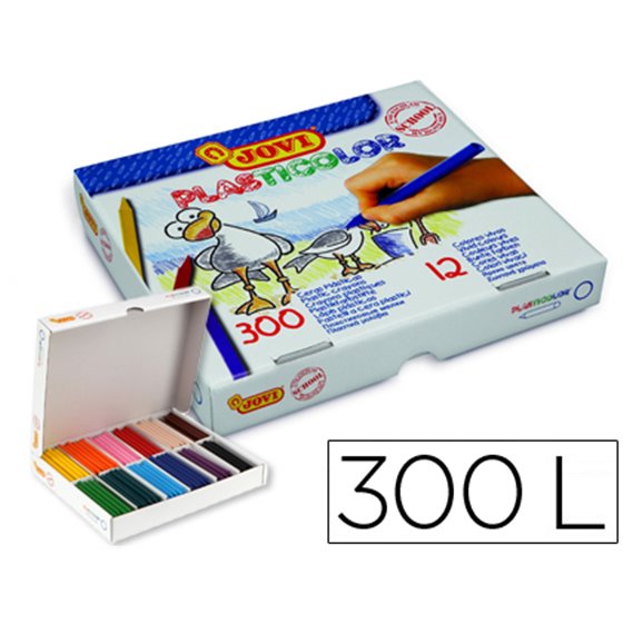 Lapices Cera Jovi Plasticolor Caja De 300 Unidades 25 Colores Surtidos
