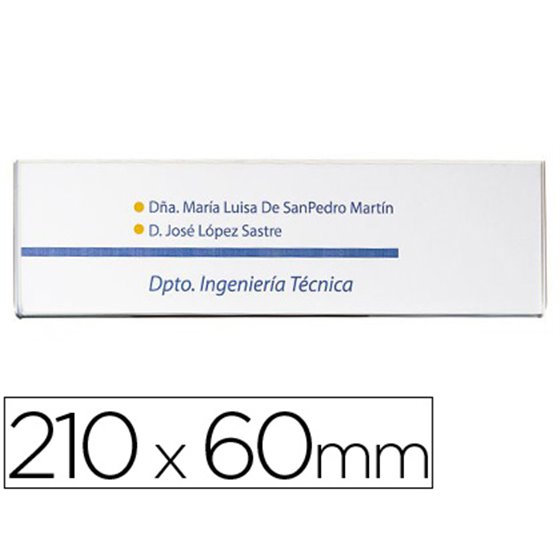 Identificador Mural Archivo 2000 Portanombre Con Adhesivo Trasero En Poliestireno Transparente 210X60 Mm