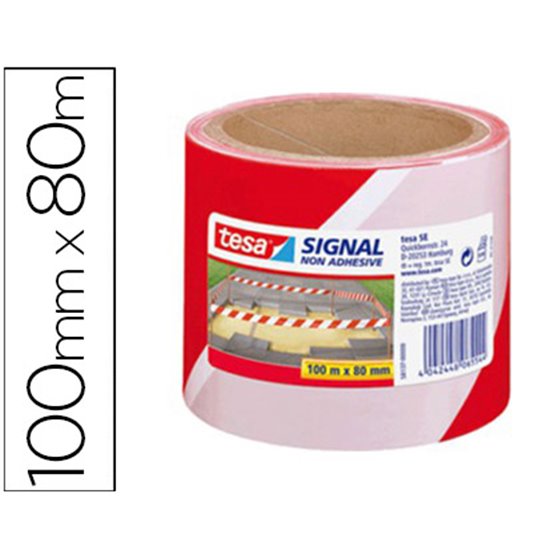 Cinta De Señalizacion Tesa Rojo Y Blanco 100Mt X 80 Mm