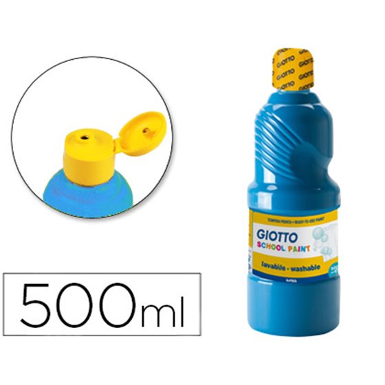 Tempera Liquida Giotto Escolar Lavable 500 Ml Azul Cyan