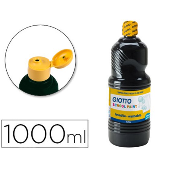 Tempera Liquida Giotto Escolar Lavable 1000 Ml Negra