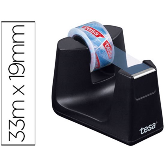 Portarrollo Sobremesa Tesa Plastico Easy Cut Smat Para Cintas De 33 Mt Color Negro