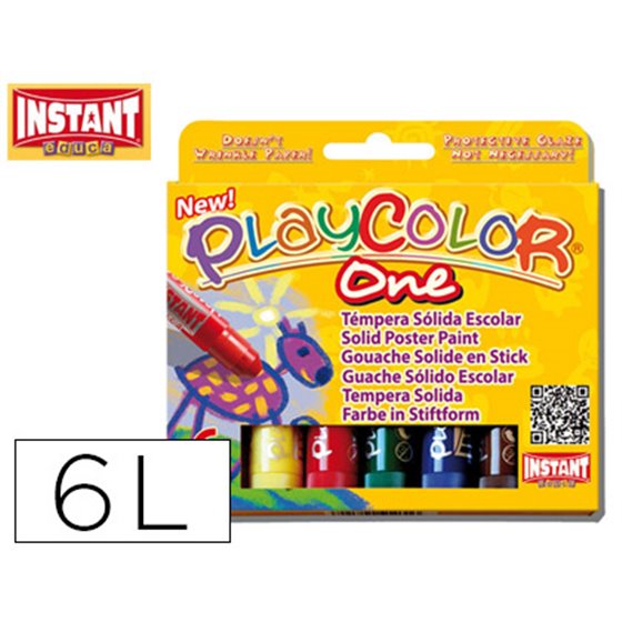 Tempera Solida En Barra Playcolor Escolar Caja De 6 Colores Surtidos