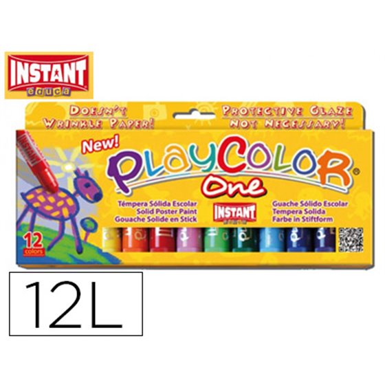 Tempera Solida En Barra Playcolor Escolar Caja De 12 Colores Surtidos