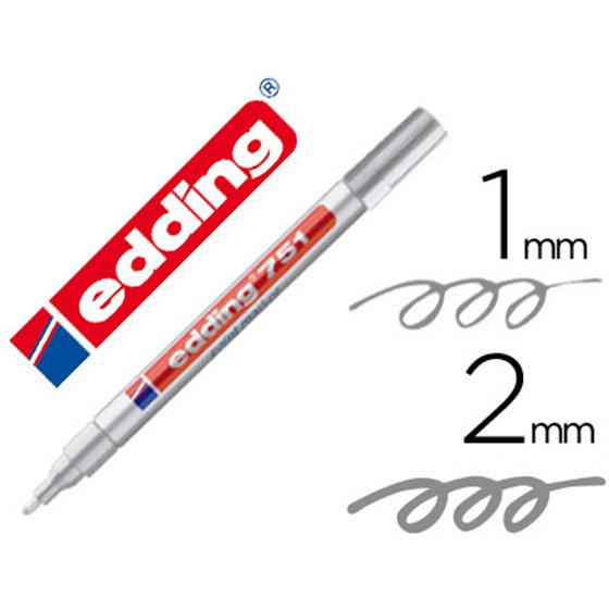 Rotulador Edding Punta Fibra 751 Plata Punta Redonda 1-2 Mm