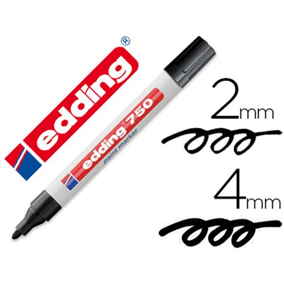 Rotulador Edding Punta Fibra 750 Negro Punta Redonda 2-4 Mm