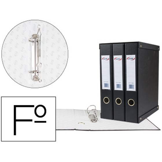 Modulo Pardo 3 Archivadores De Palanca Folio 2 Anillas De 40 Mm Color Negro 350X200X300 Mm