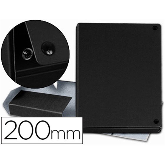 Carpeta Proyectos Pardo Folio Lomo 200 Mm Carton Forrado Negro Con Broche