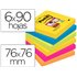 Bloc De Notas Adhesivas Quita Y Pon Post-It Super Sticky 76X76 Mm Con 90 Hojas Pack De 6 Bloc Colores Surtidos