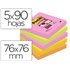 Bloc De Notas Adhesivas Quita Y Pon Post-It Super Sticky 76X76 Mm Con 90 Hojas Pack De 5 Bloc Colores Surtidos