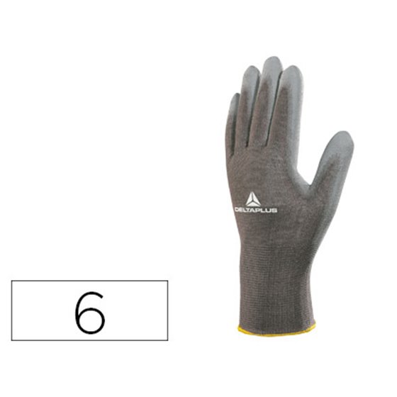 Guantes Deltaplus Poliester Antideslizante Lavable Especial Para Manipulacion Y Manutencion Gris Talla 6