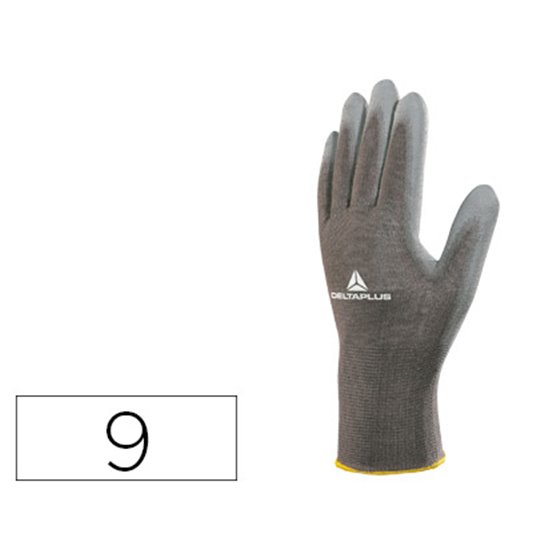 Guantes Deltaplus Poliester Antideslizante Lavable Especial Para Manipulacion Y Manutencion Gris Talla 9
