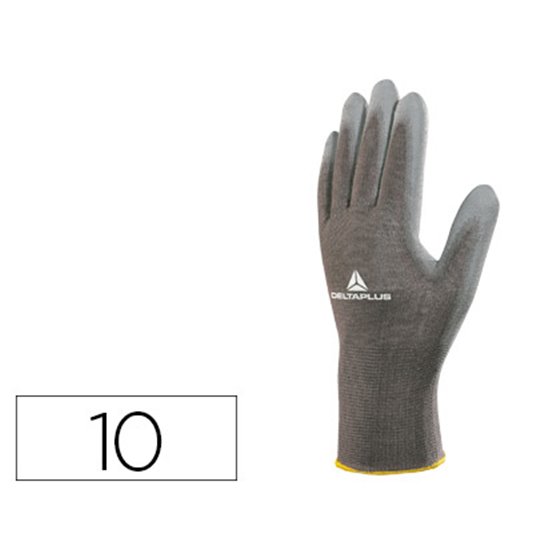 Guantes Deltaplus Poliester Antideslizante Lavable Especial Para Manipulacion Y Manutencion Gris Talla 10