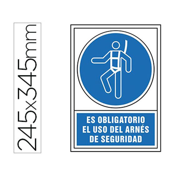 Pictograma Syssa Señal De Obligacion Es Obligatorio El Uso De Arnes De Seguridad En Pvc 245X345 Mm