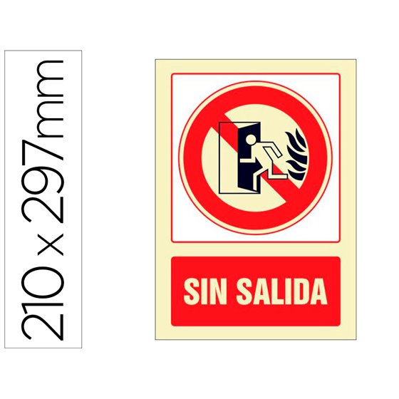 Pictograma Syssa Señal De No Hay Salida En Pvc Fotoluminiscente 210X297 Mm