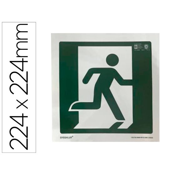 Pictograma Syssa Señal De Salida De Emergencia Derecha En Pvc Fotoluminiscente 224X224 Mm