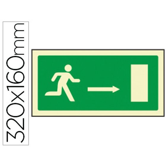 Pictograma Syssa Señal De Salida Emergencia Flecha Derecha En Pvc Fotoluminiscente 320X160 Mm
