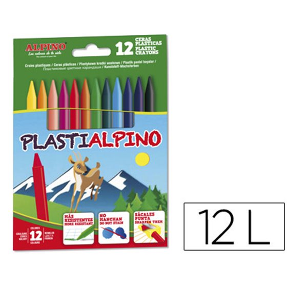 Lapices Cera Alpino Plasti Caja De 12 Unidades Colores Surtidos